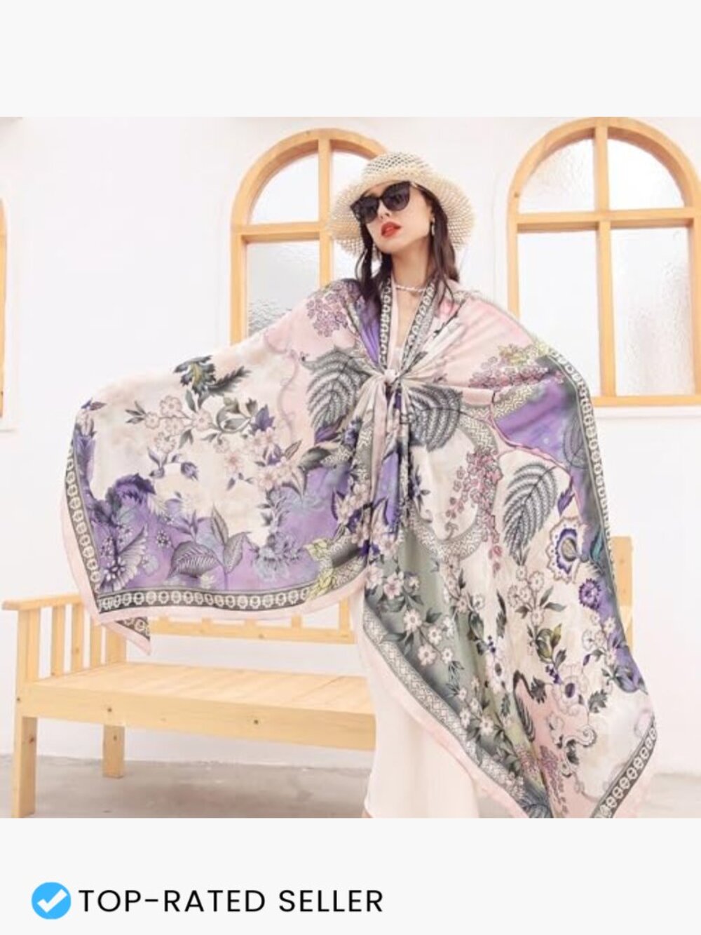 Extra Large Mulberry Silk Pashmina Shawl Oversized Floral Wrap for Evening - Picture 4 of 7